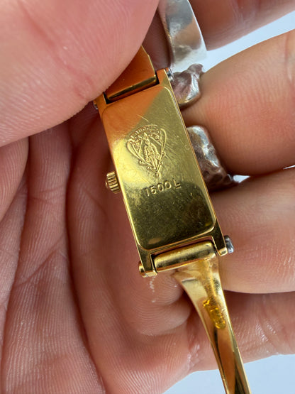 Vintage Gucci Bracelet Watch Gold-Tone Black Dial