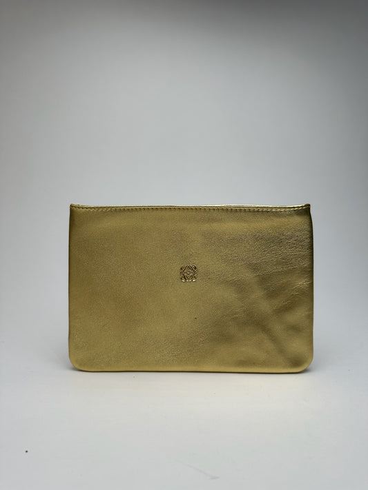 Pochette vintage Loewe Madrid en cuir doré