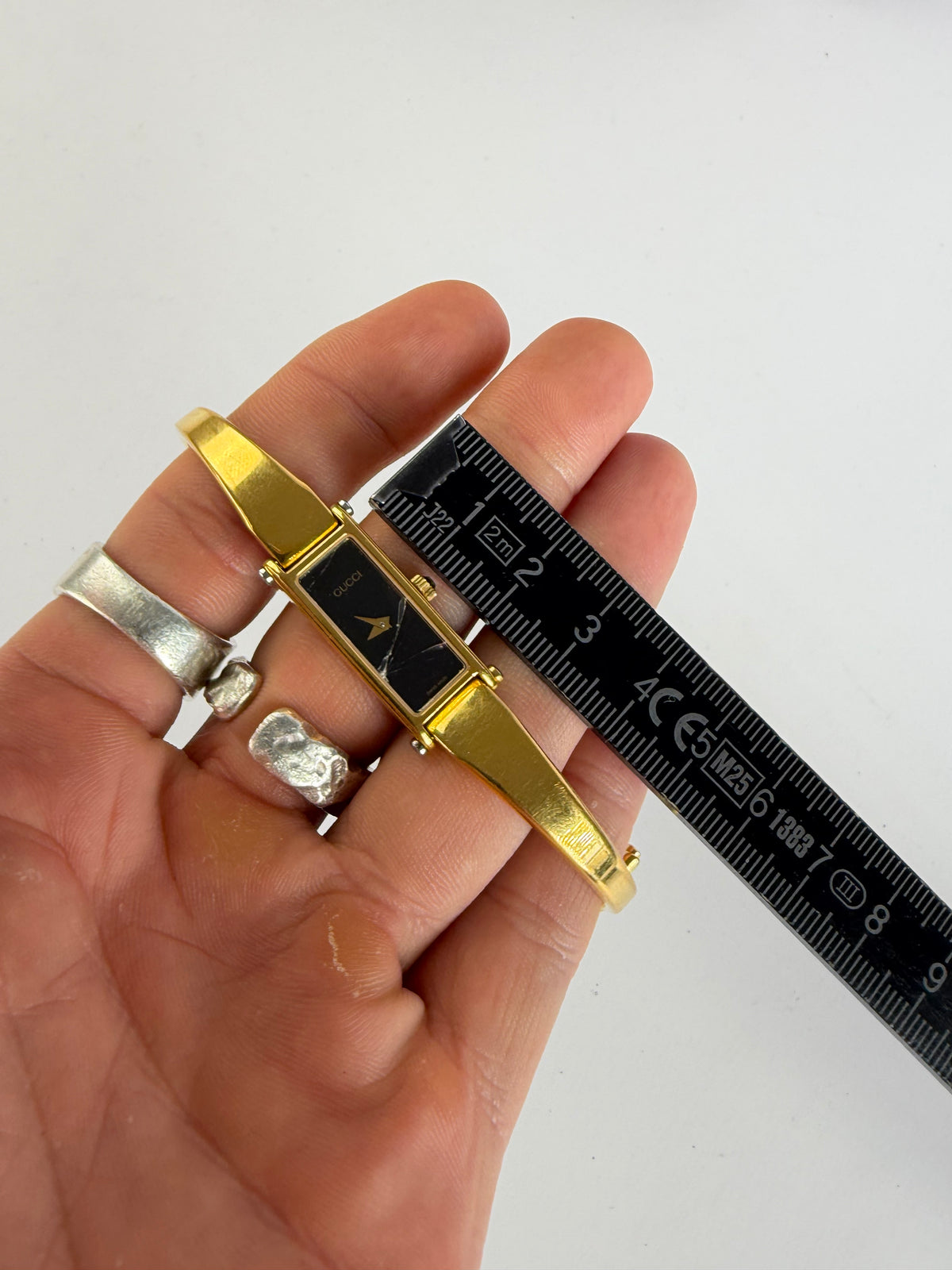 Vintage Gucci Bracelet Watch Gold-Tone Black Dial