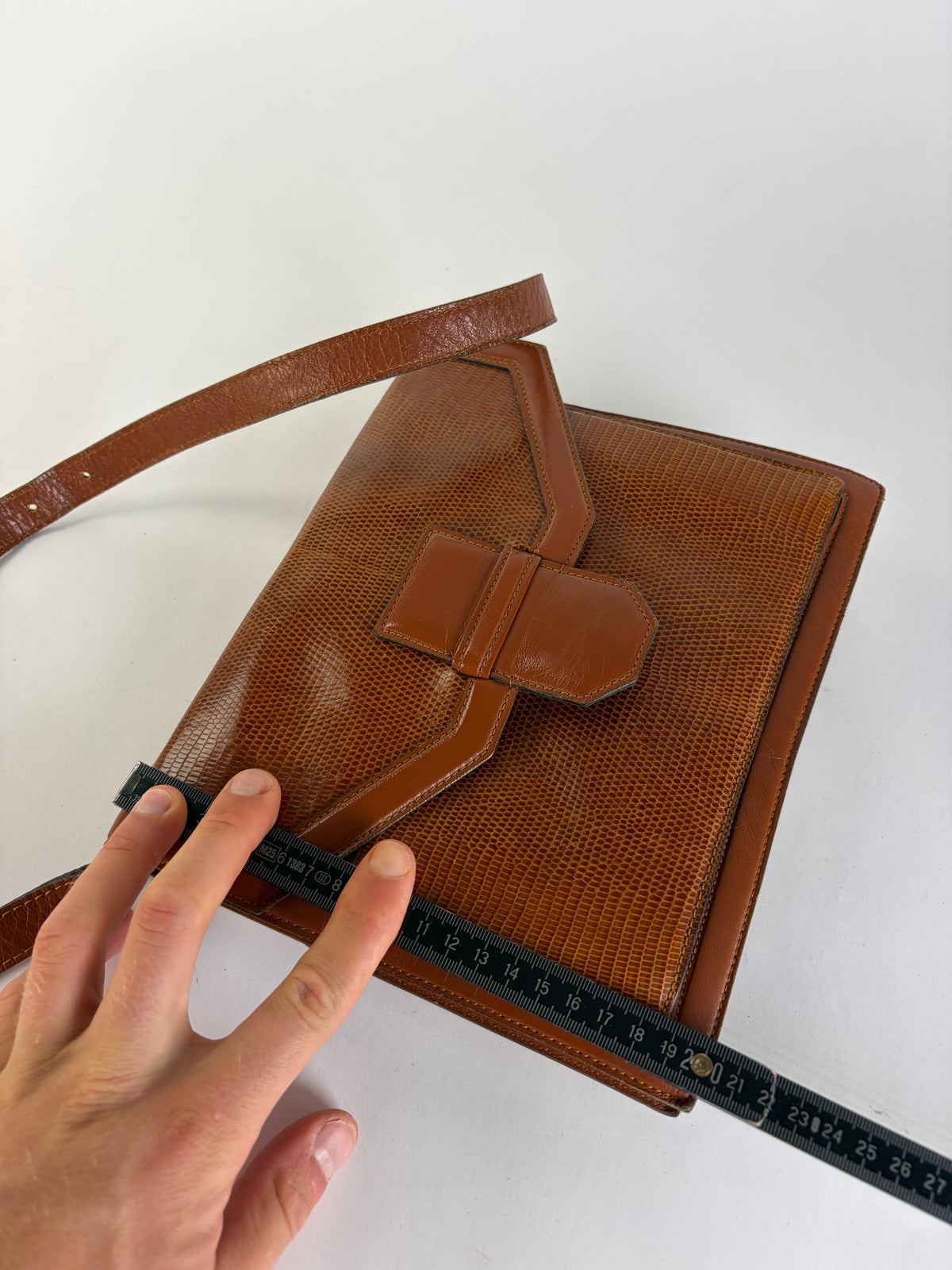 Vintage Yves Saint Laurent Patent Flap Crossbody Bag Light Brown
