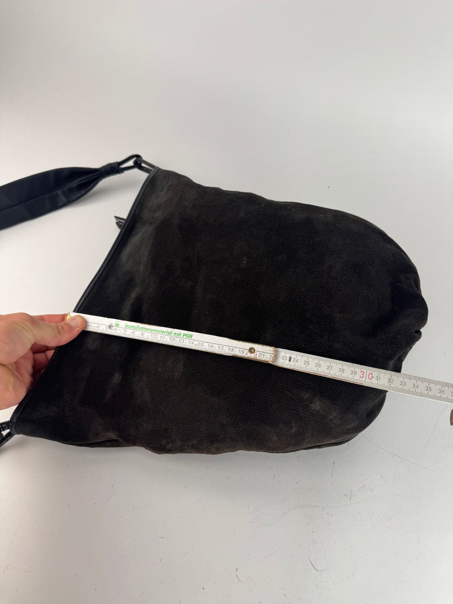 Vintage Bottega Veneta Leather Canvas Bucket bag black