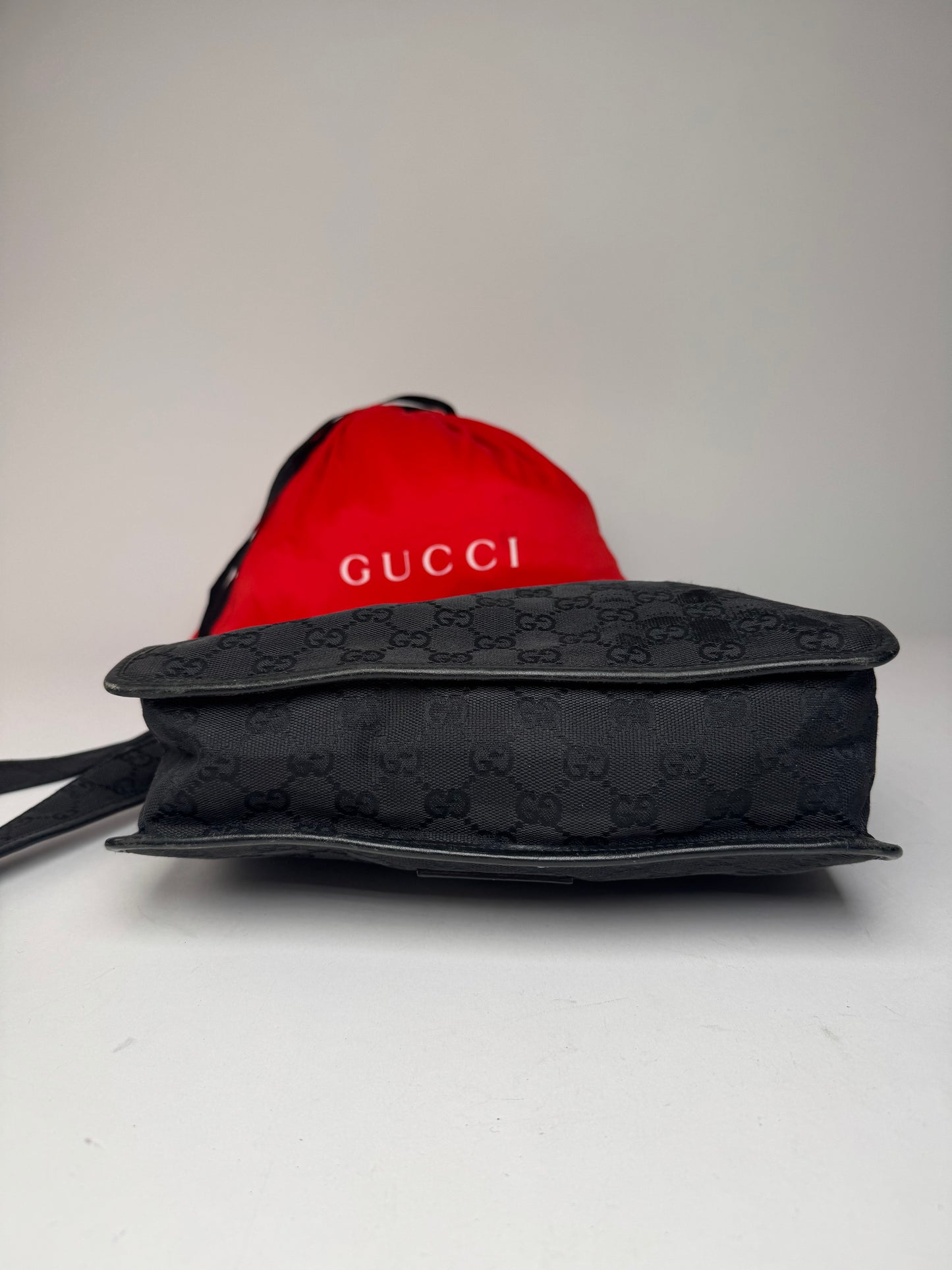 Vintage Gucci Monogram Shoulder Bag Black
