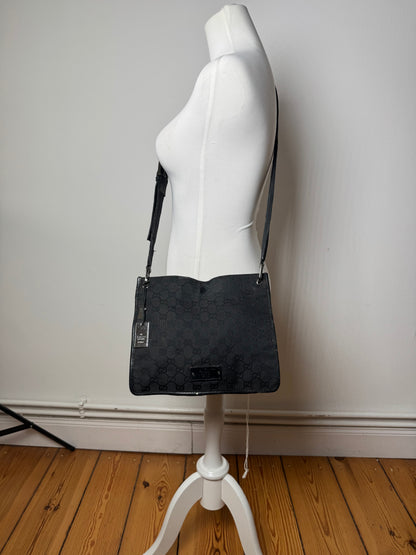 Vintage Gucci Monogram Shoulder Bag Black