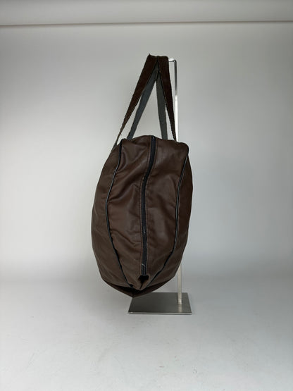 Vintage Fendi Polyester Leather Handbag Brown