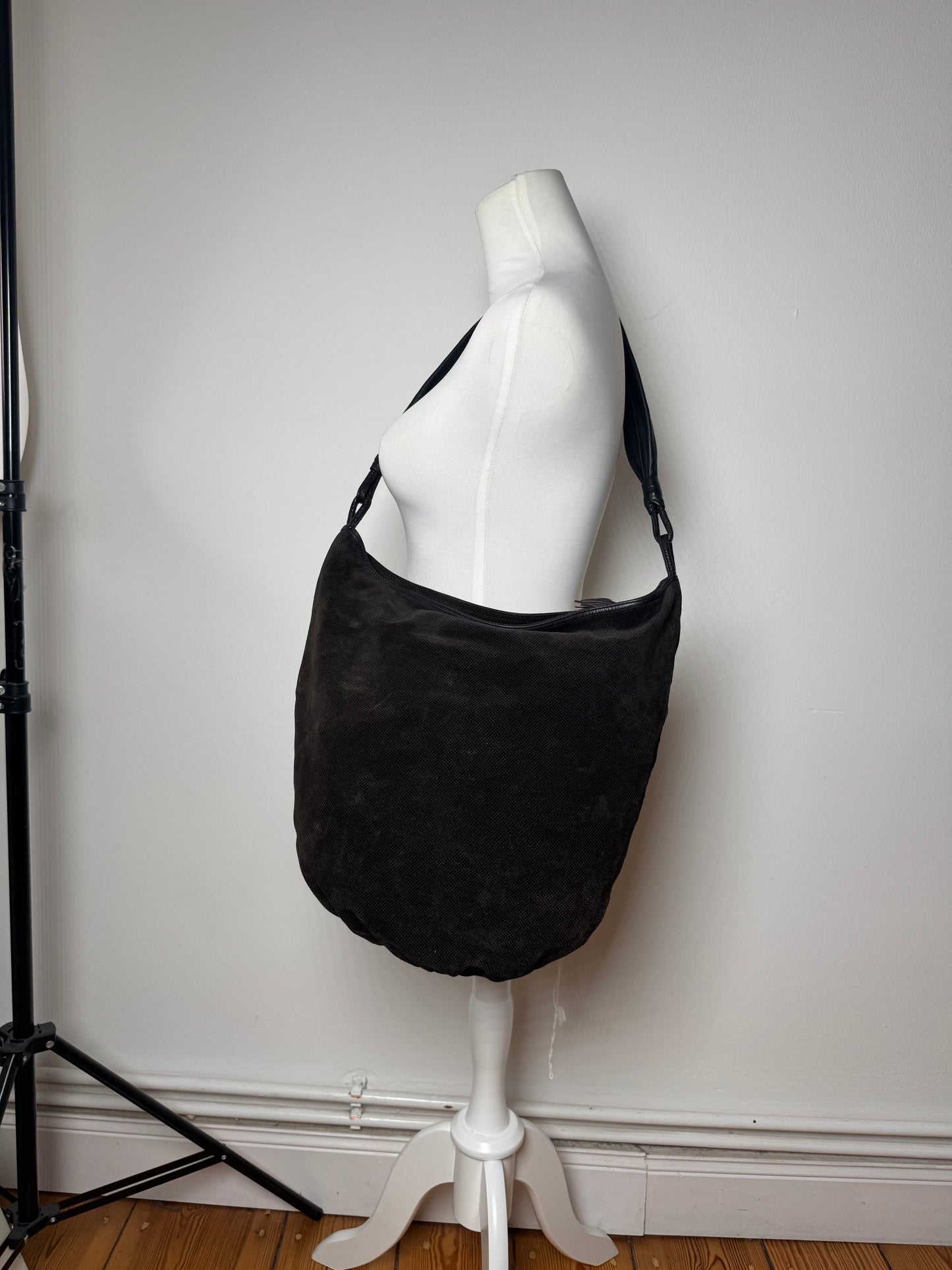 Vintage Bottega Veneta Leather Canvas Bucket bag black