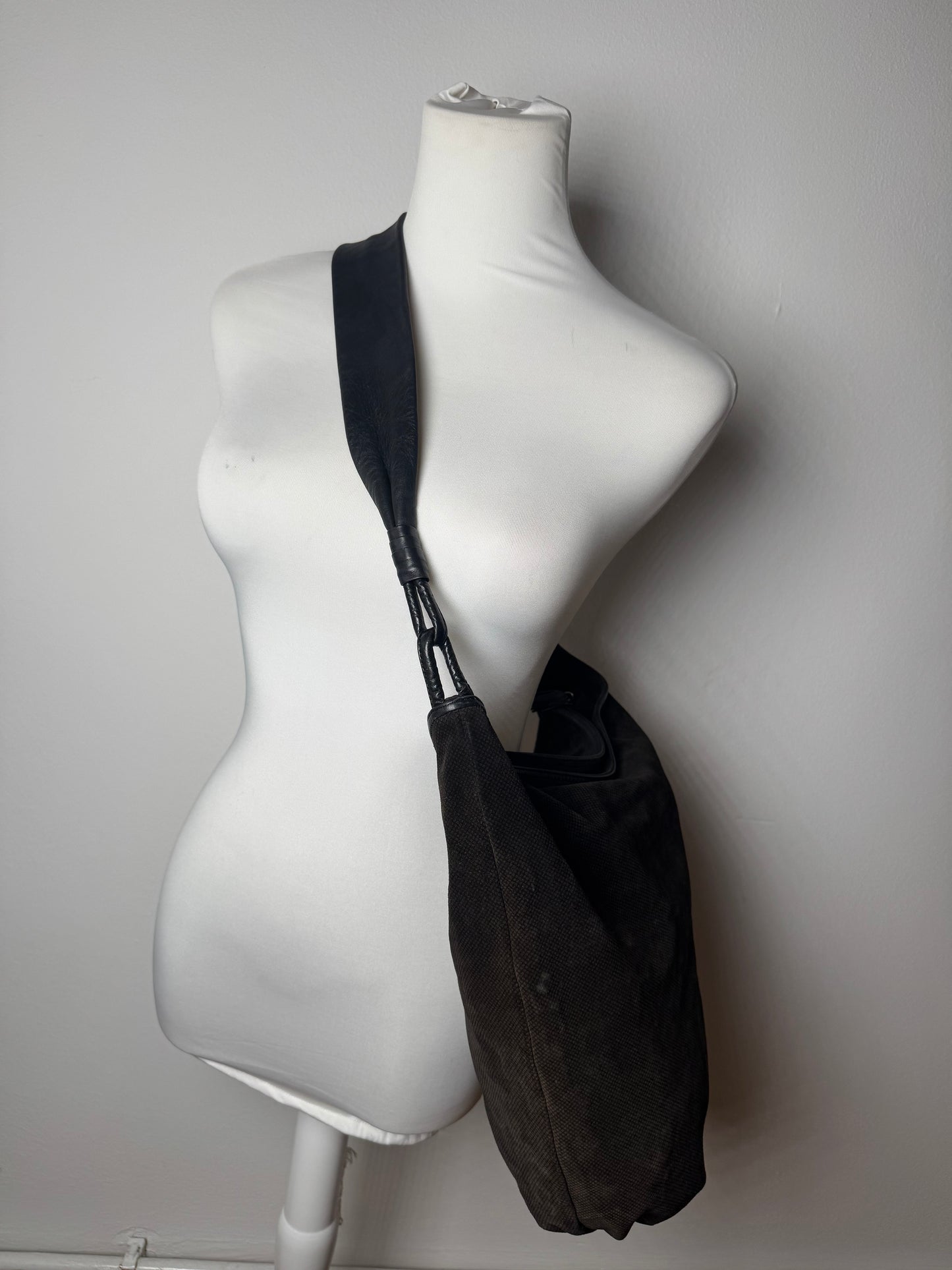 Vintage Bottega Veneta Leather Canvas Bucket bag black