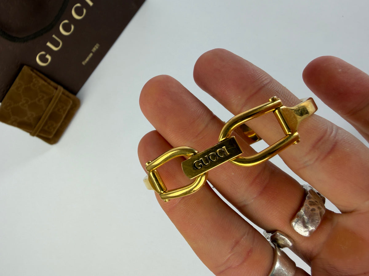 Vintage Gucci Bracelet Watch Gold-Tone Black Dial