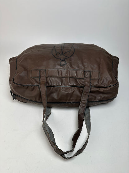 Vintage Fendi Polyester Leather Handbag Brown