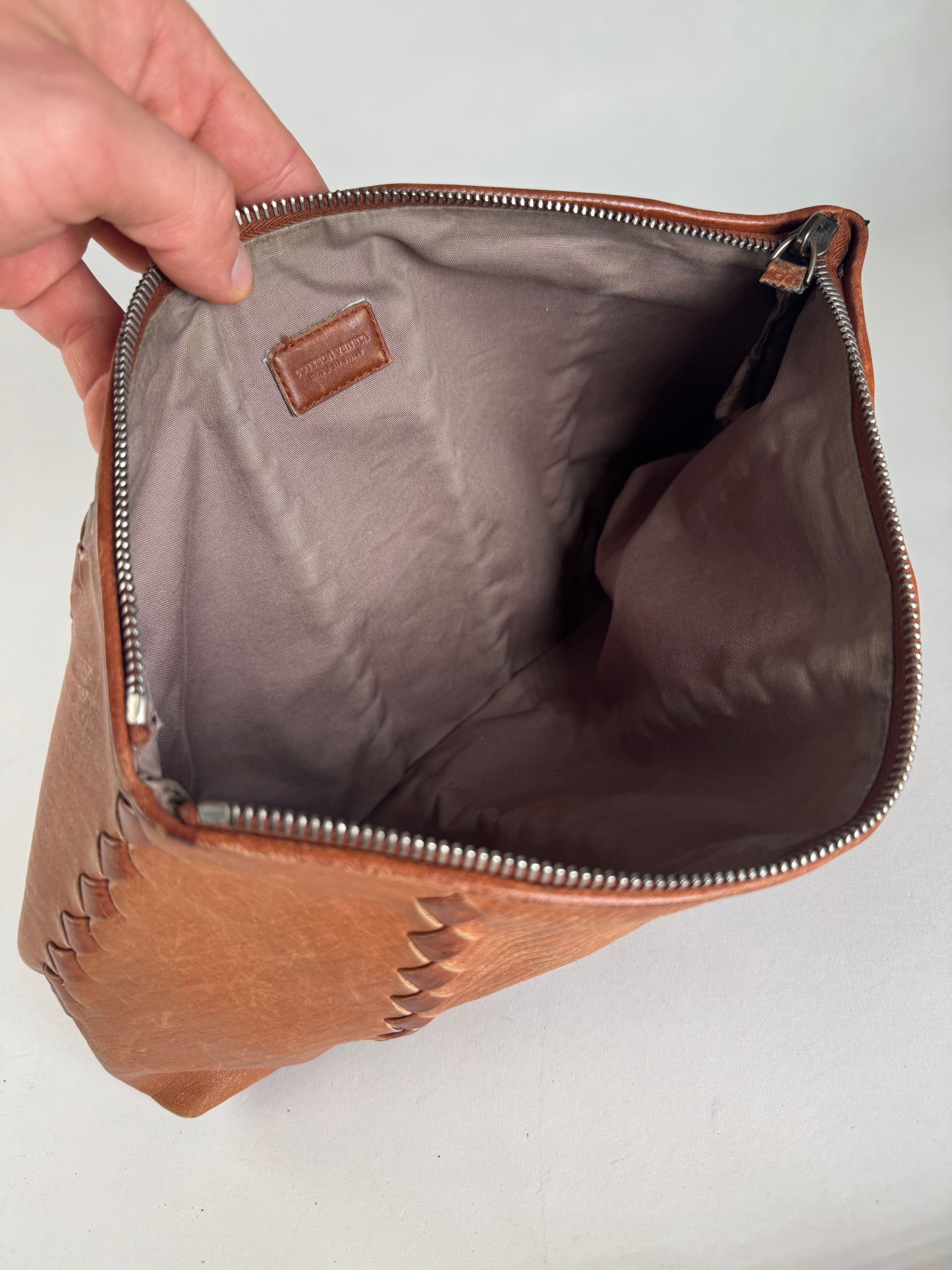 Vintage Bottega Veneta Leather Clutch Brown