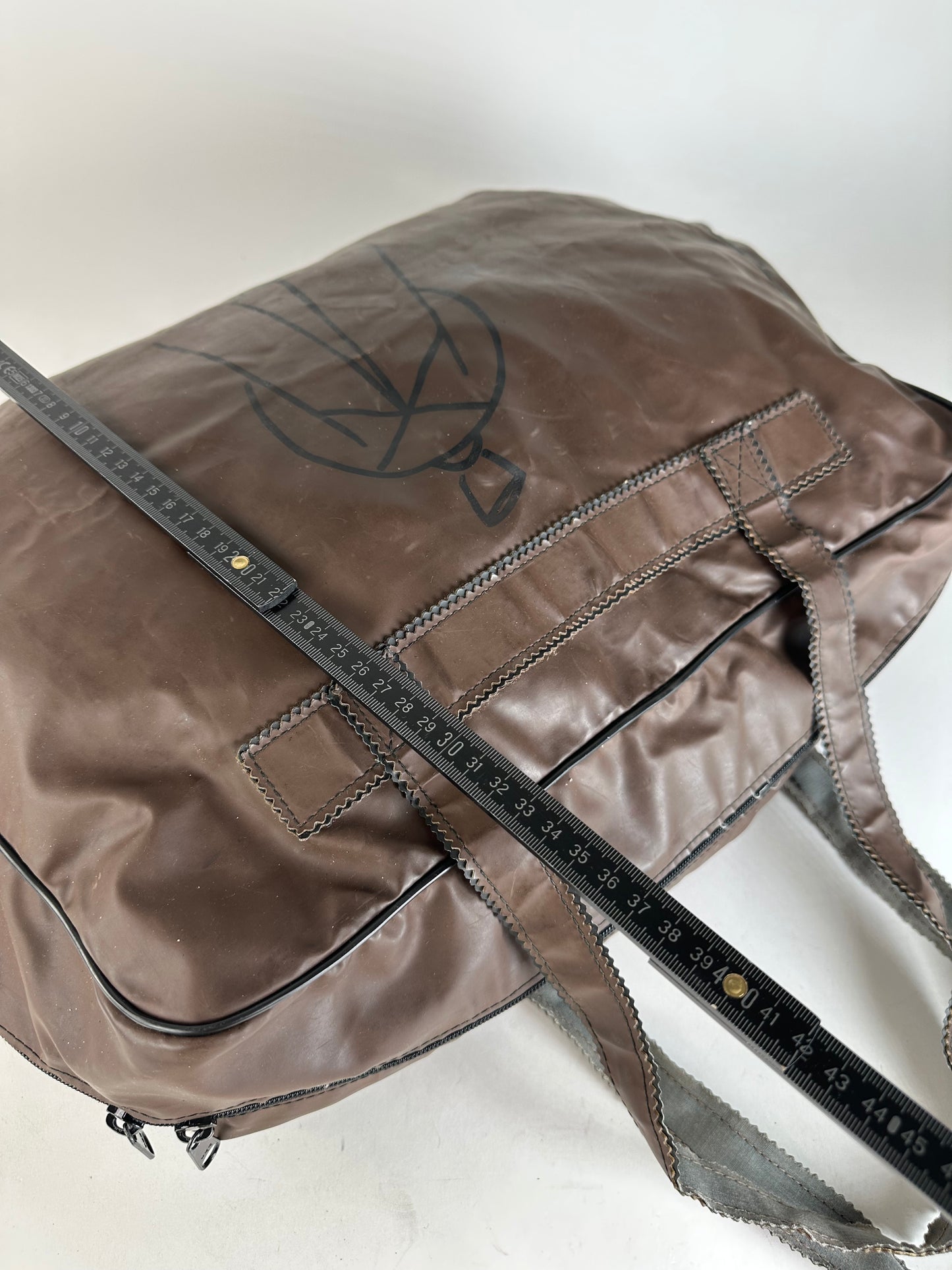Vintage Fendi Polyester Leather Handbag Brown