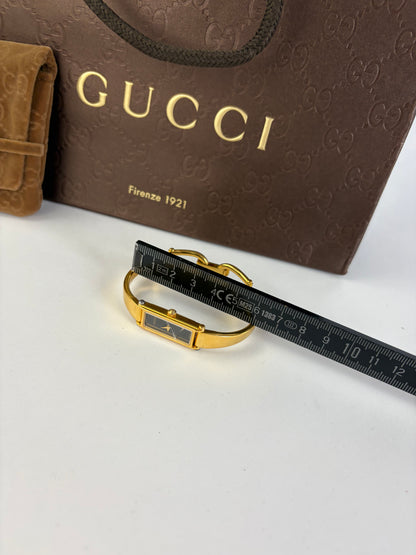 Vintage Gucci Bracelet Watch Gold-Tone Black Dial