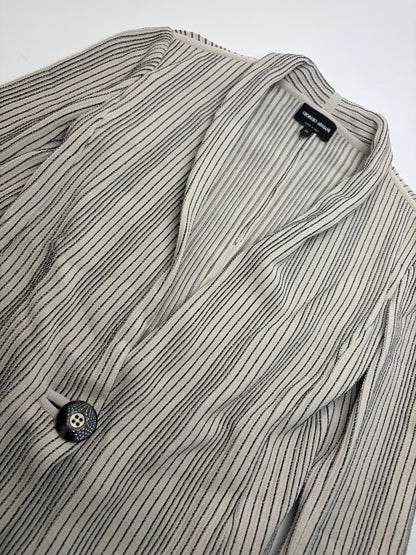 Vintage Giorgio Armani Striped Knit Blazer Cream Black S