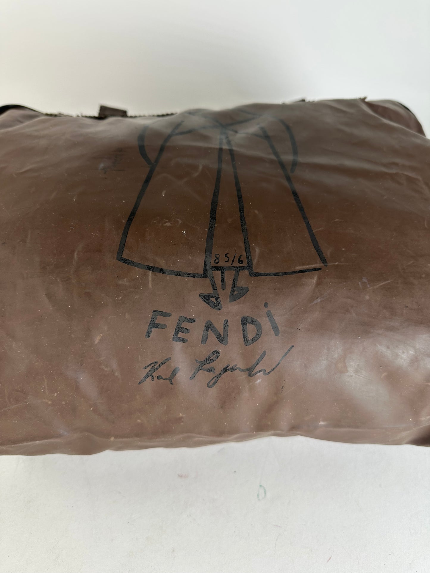 Vintage Fendi Polyester Leather Handbag Brown