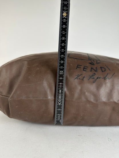 Vintage Fendi Polyester Leather Handbag Brown