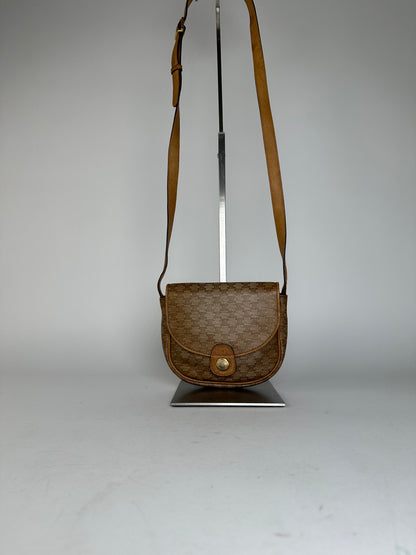 Vintage Celine Paris Leather Triomphe Mini Crossbody Bag Brown