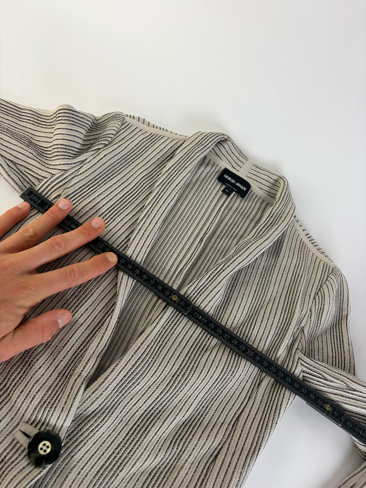 Vintage Giorgio Armani Striped Knit Blazer Cream Black S