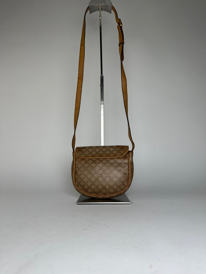Vintage Celine Paris Leather Triomphe Mini Crossbody Bag Brown