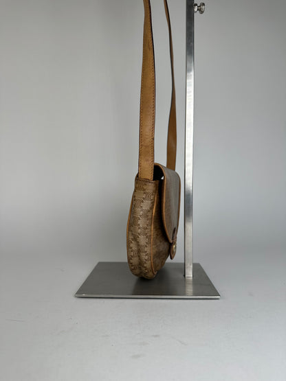 Vintage Celine Paris Leather Triomphe Mini Crossbody Bag Brown