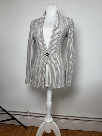 Vintage Giorgio Armani Striped Knit Blazer Cream Black S