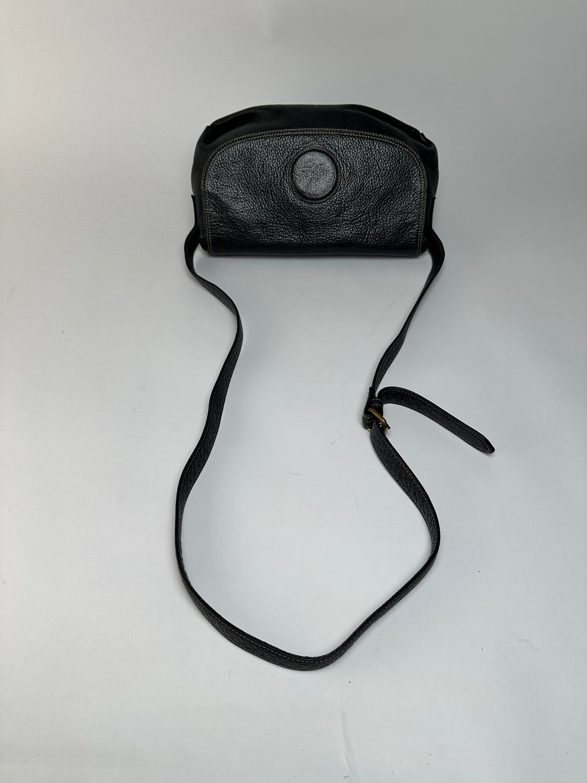 Vintage Givenchy Pebbled Leather Flap Crossbody Bag Late 1980s Black