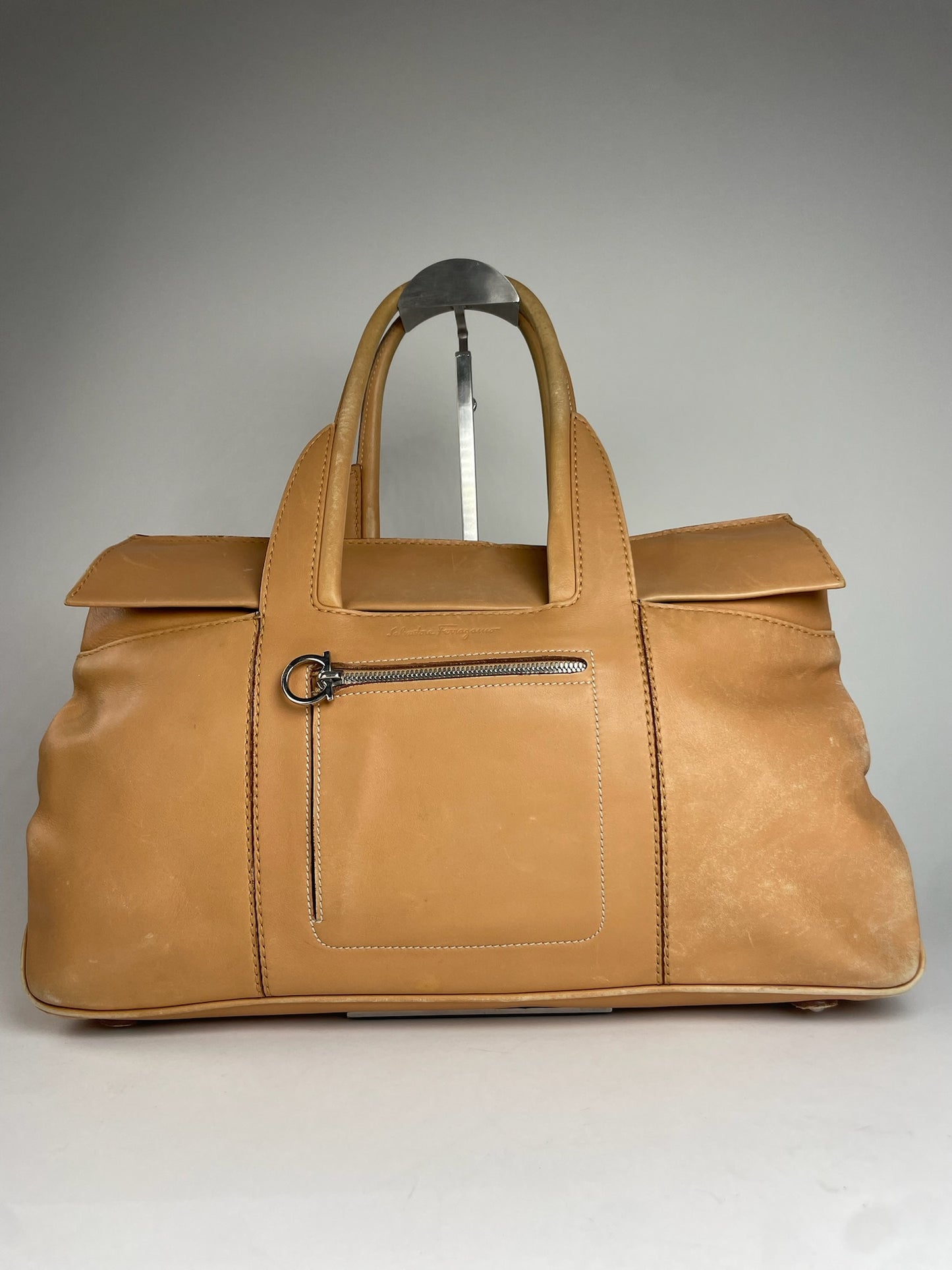 Vintage Salvatore Ferragamo Leather Handbag Camel