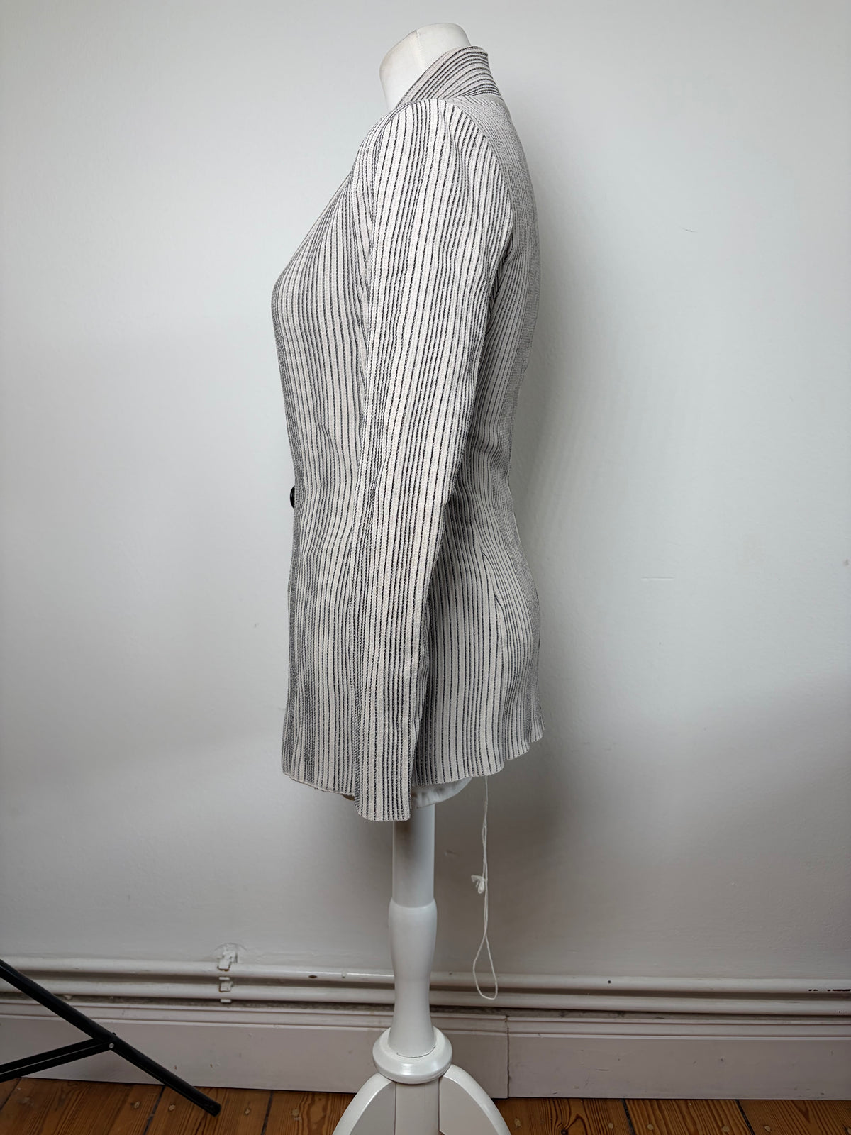 Vintage Giorgio Armani Striped Knit Blazer Cream Black S