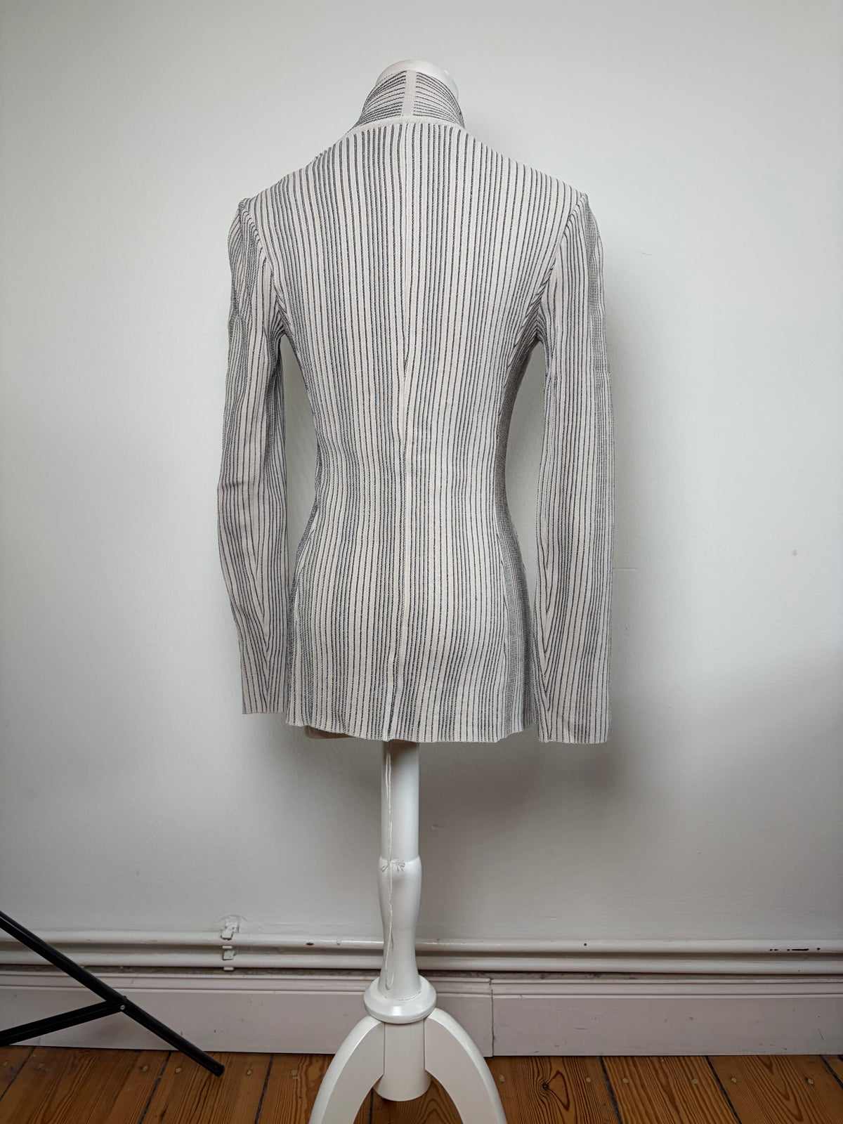 Vintage Giorgio Armani Striped Knit Blazer Cream Black S