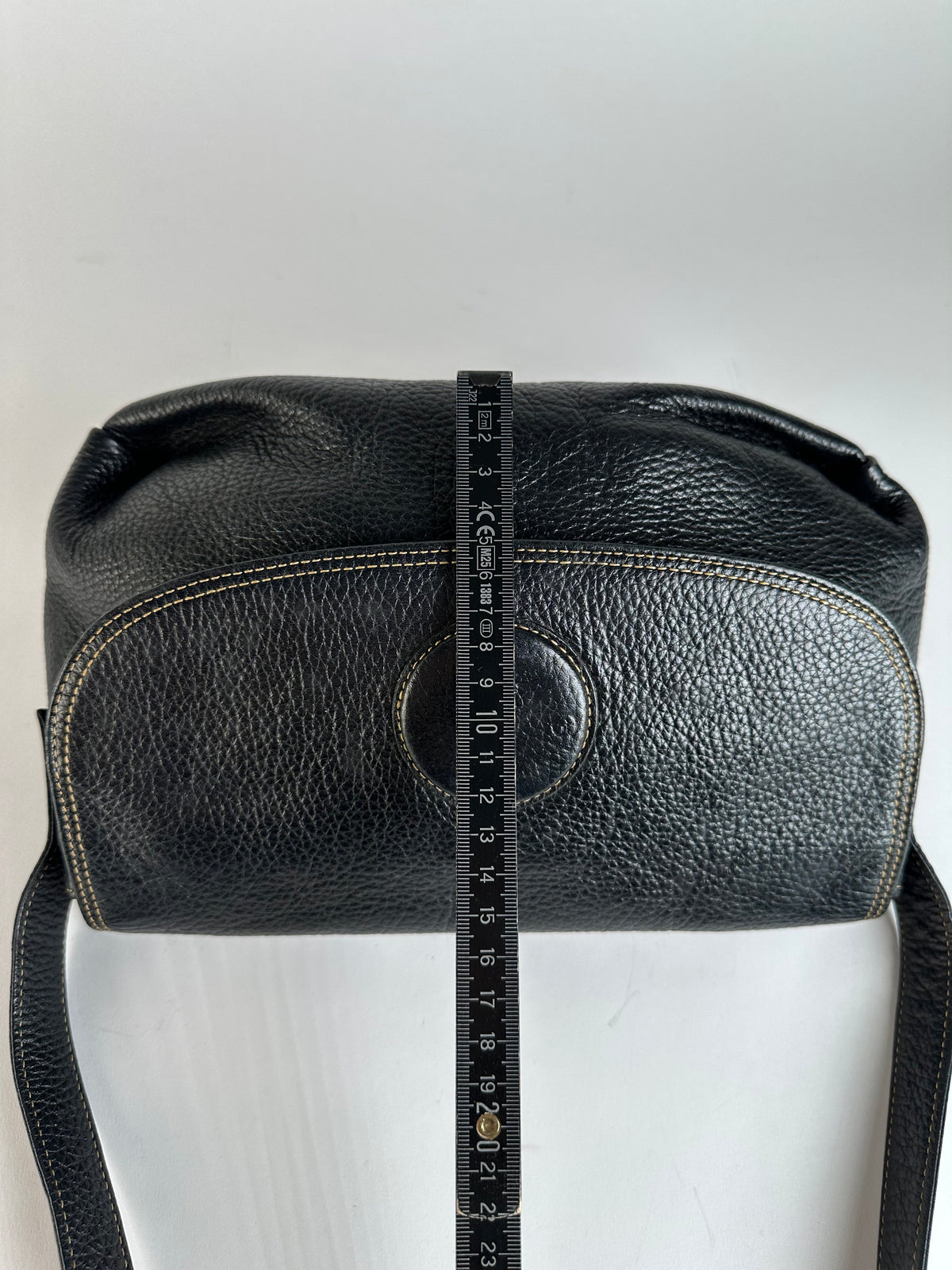 Vintage Givenchy Pebbled Leather Flap Crossbody Bag Late 1980s Black