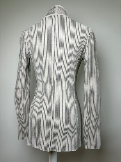 Vintage Giorgio Armani Striped Knit Blazer Cream Black S