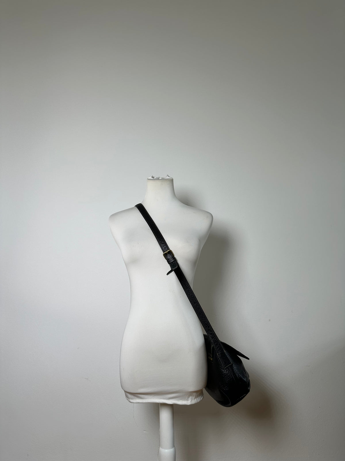 Vintage Givenchy Pebbled Leather Flap Crossbody Bag Late 1980s Black