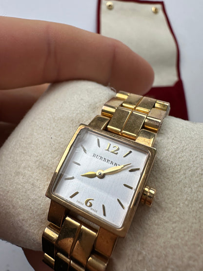 Vintage Burberry Stainless Steel Bracelet Watch Gold Y2K
