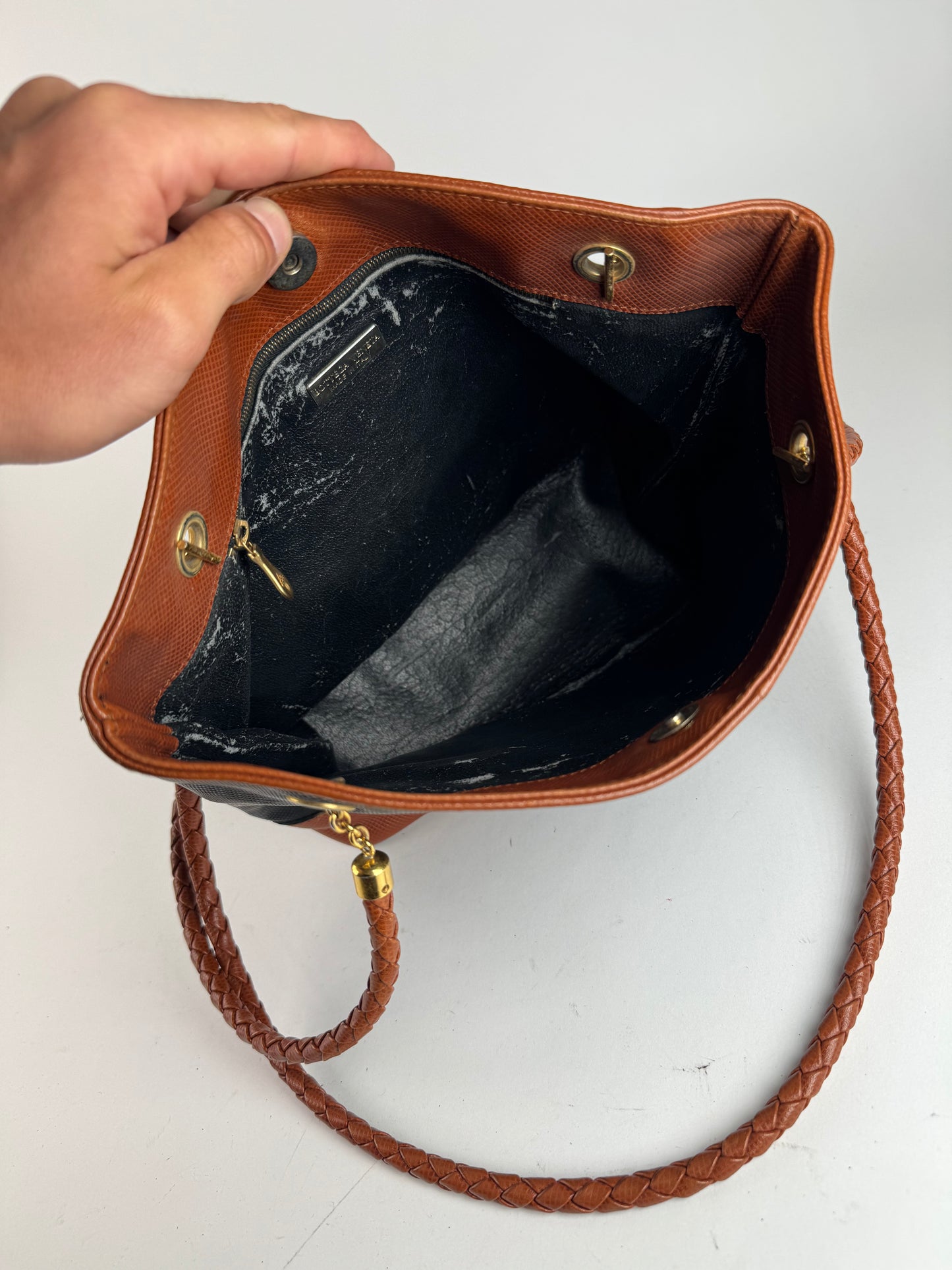 Vintage Bottega Veneta Leather shopper Bag black brown