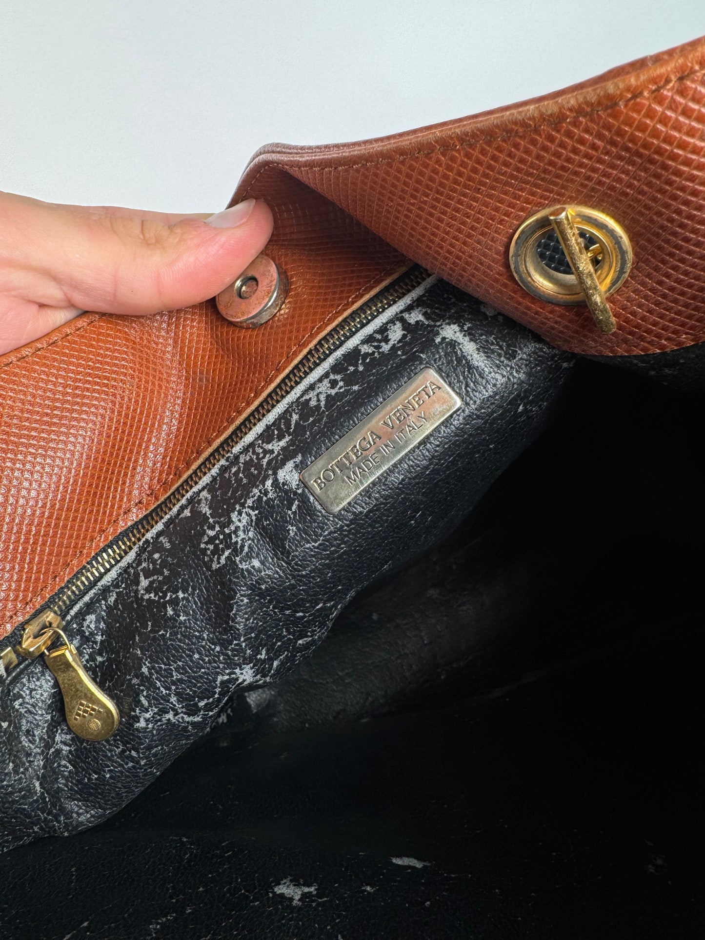 Vintage Bottega Veneta Leather shopper Bag black brown