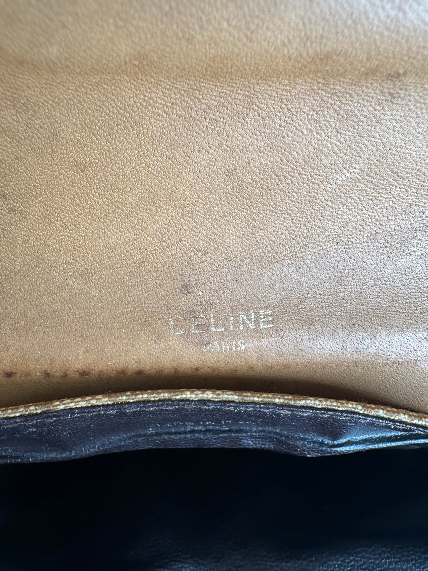Vintage Celine Paris Leather Triomphe Mini Crossbody Bag Brown