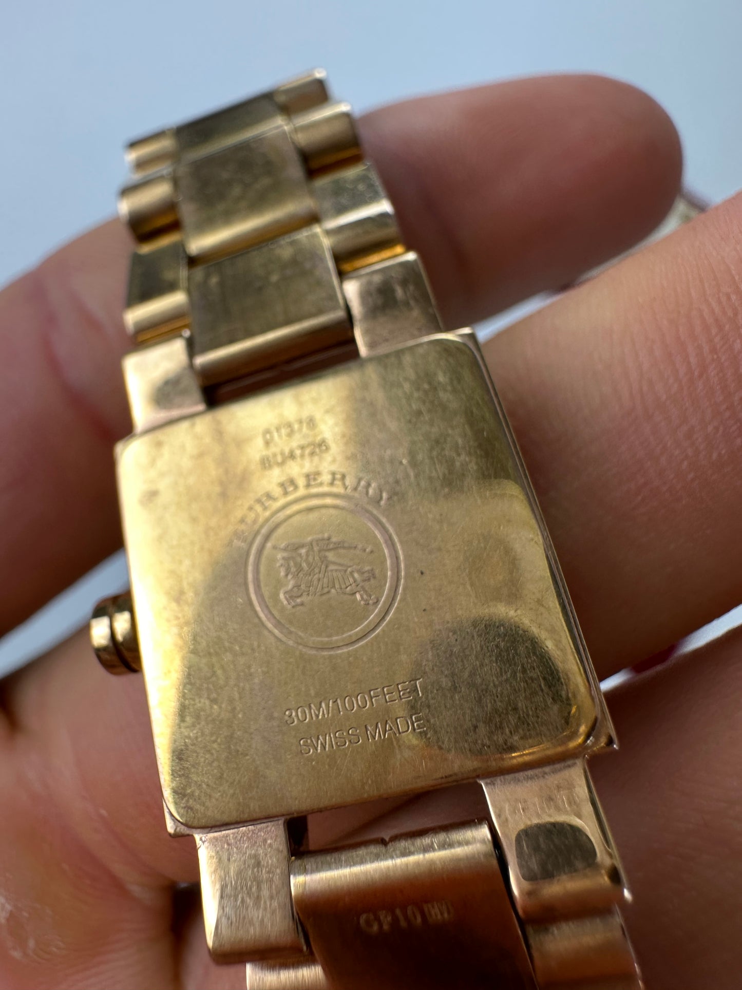 Vintage Burberry Stainless Steel Bracelet Watch Gold Y2K
