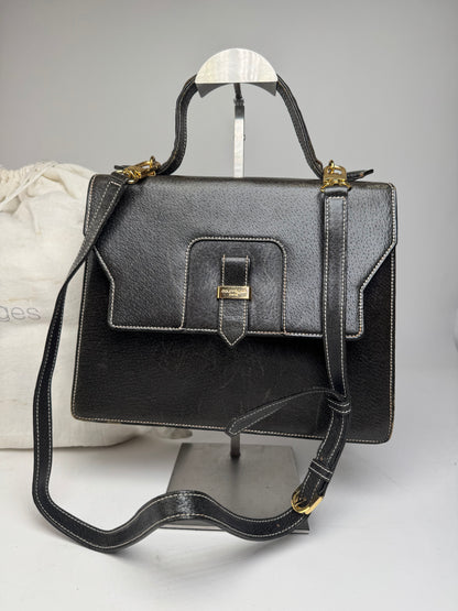 Vintage Courreges 2Way Leather Handbag Black