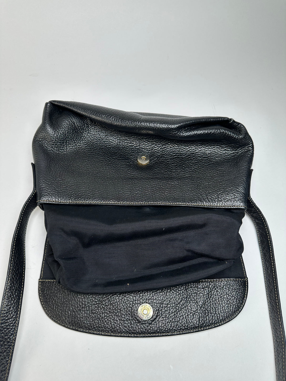 Vintage Givenchy Pebbled Leather Flap Crossbody Bag Late 1980s Black