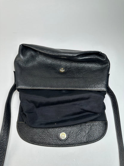 Vintage Givenchy Pebbled Leather Flap Crossbody Bag Late 1980s Black