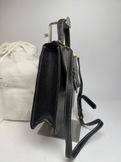 Vintage Courreges 2Way Leather Handbag Black
