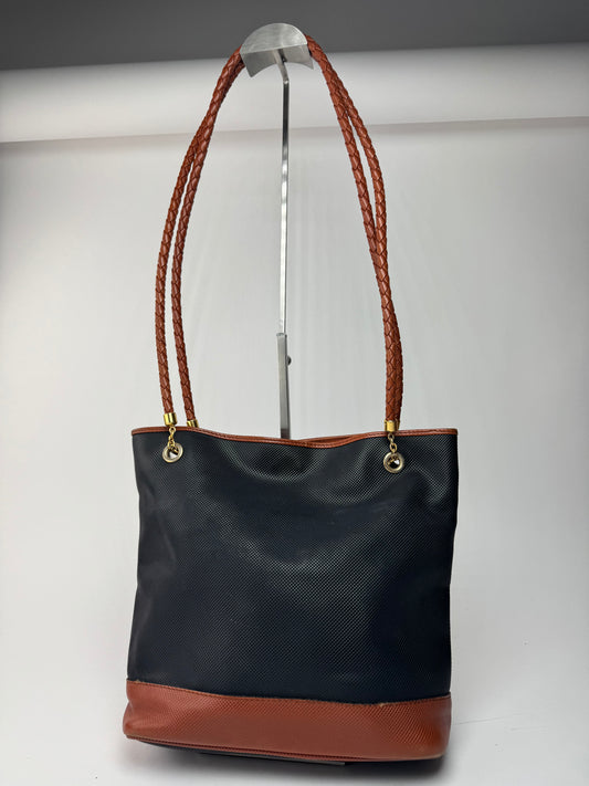 Sac cabas vintage en cuir Bottega Veneta noir marron