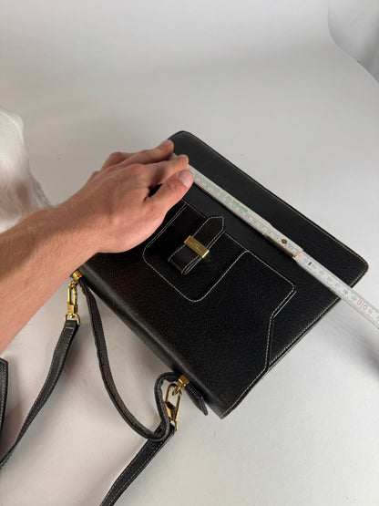 Vintage Courreges 2Way Leather Handbag Black