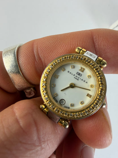 Vintage Balenciaga Mesh Bracelet Ladies' Watch Gold White c. Late 1980s