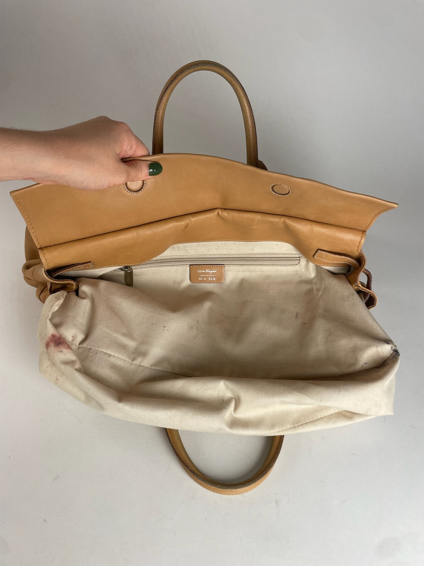 Vintage Salvatore Ferragamo Leather Handbag Camel