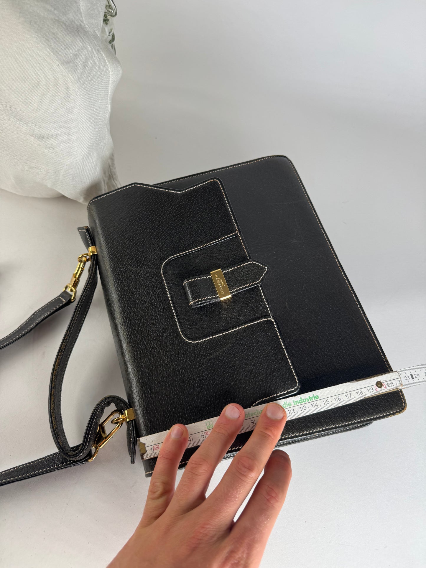 Vintage Courreges 2Way Leather Handbag Black