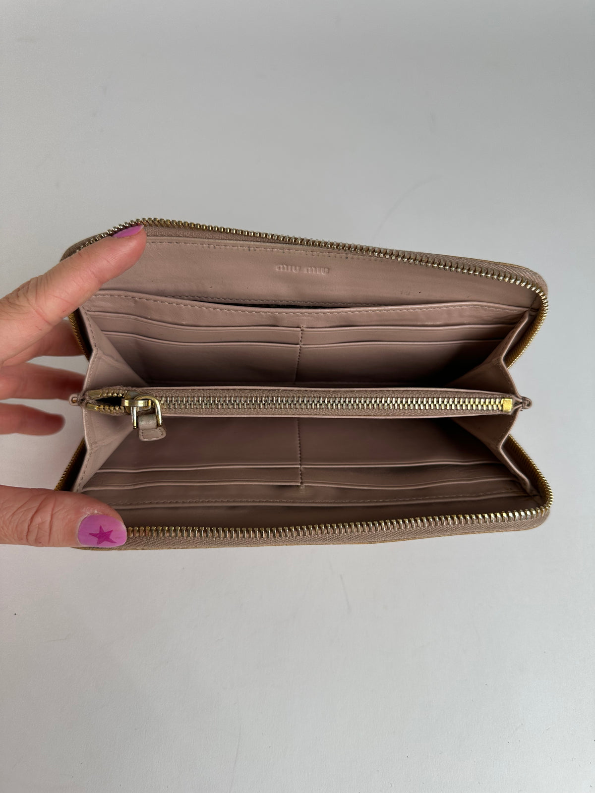 Vintage Miu Miu Crocodile-Effect Leather Zipper Wallet c. Late 2000s Tan