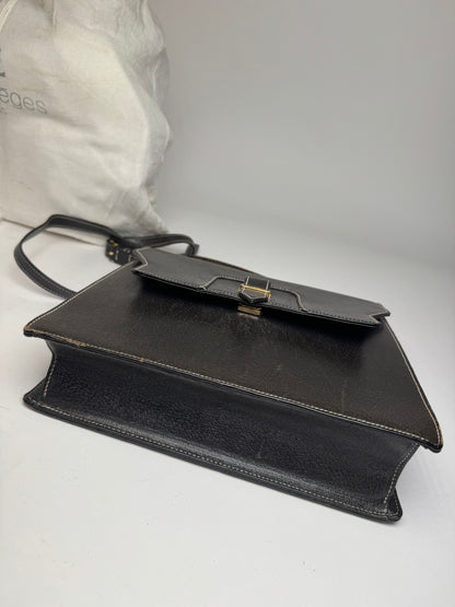 Vintage Courreges 2Way Leather Handbag Black