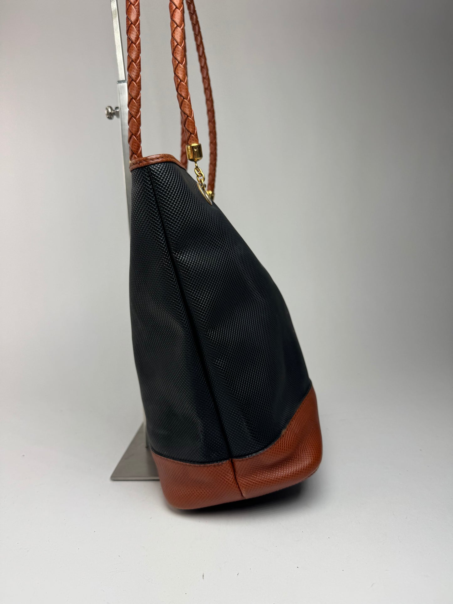 Vintage Bottega Veneta Leather shopper Bag black brown