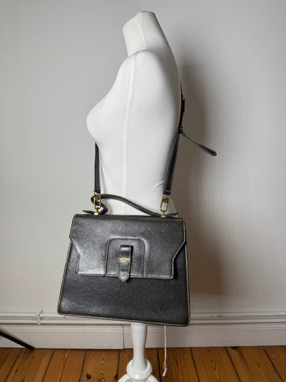 Vintage Courreges 2Way Leather Handbag Black