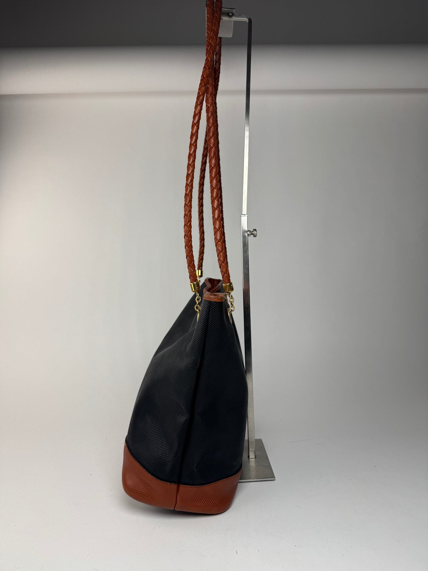 Vintage Bottega Veneta Leather shopper Bag black brown