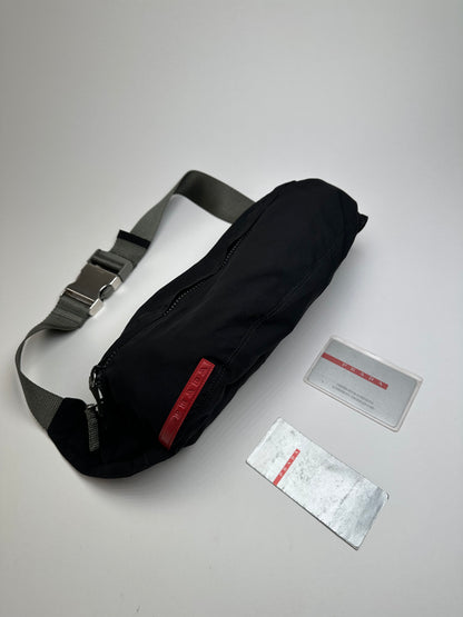 Vintage Prada Linea Rossa Sling Bag Y2K Black Silver
